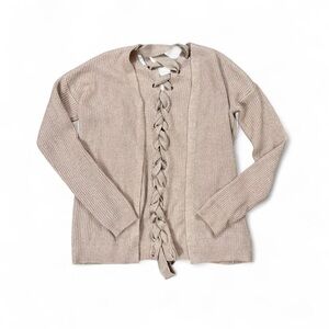 Maurices Blush Pink Lace Up Braided Detail Cardigan Sweater Size M
